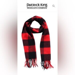 Patrick King 1885 100% lambswool rob roy , red  and black plaid scarf
